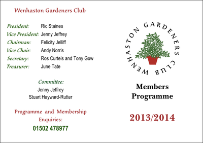 A6 Programme for Wenhaston Gardeners Club