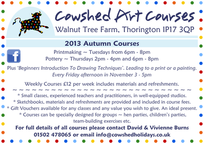A6 Advert for Cowshed Art Courses