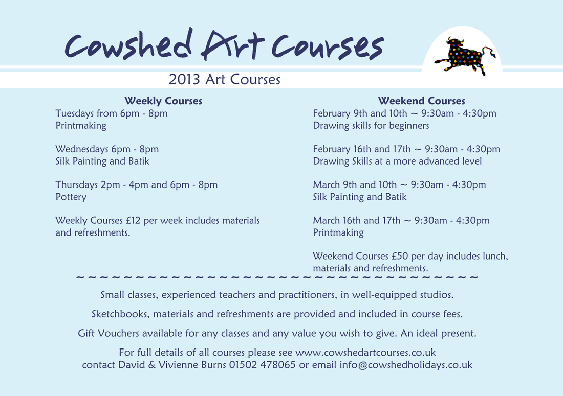 A5 Postcard for Cowshed Art Courses (Reverse)