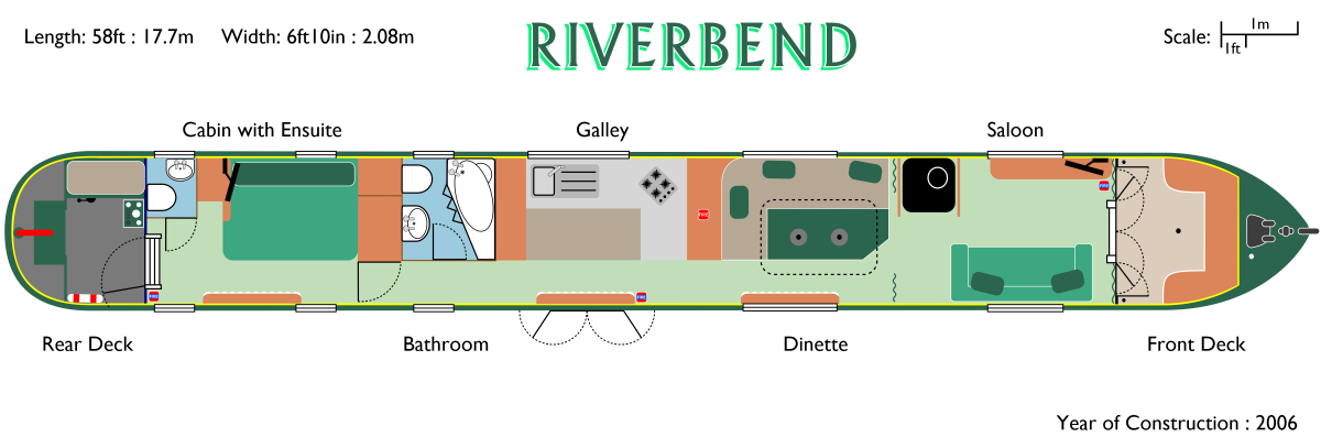 Floor plan for a narrowboat