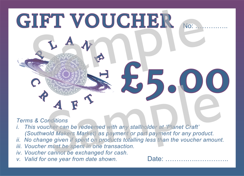 A6 Gift Voucher for Planet Craft