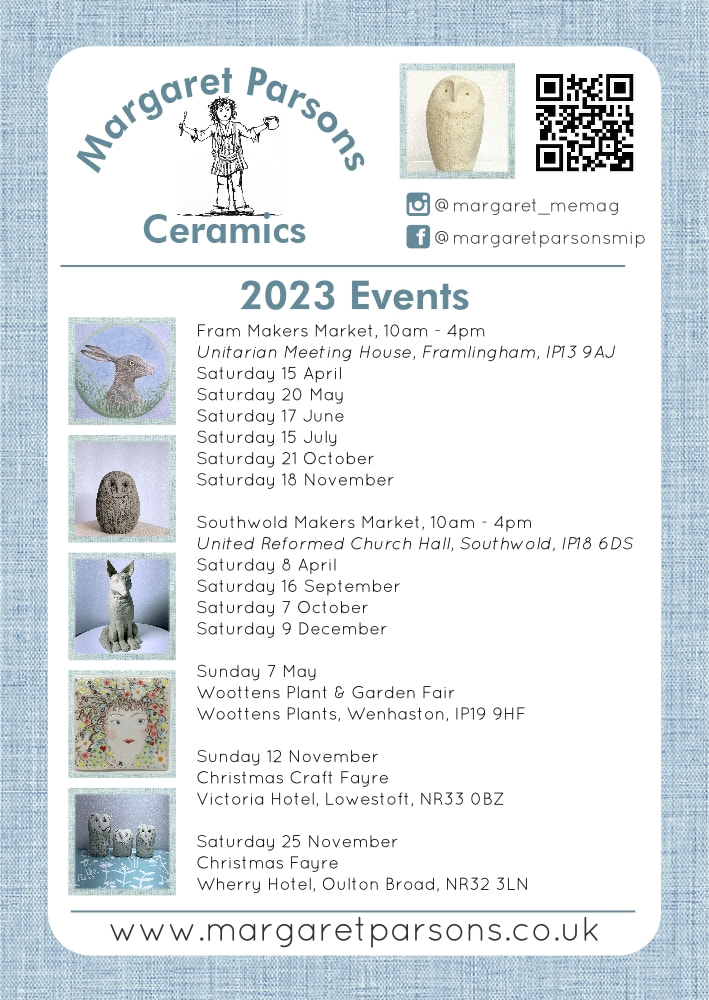 A5 flyer for Margaret Parsons Ceramics