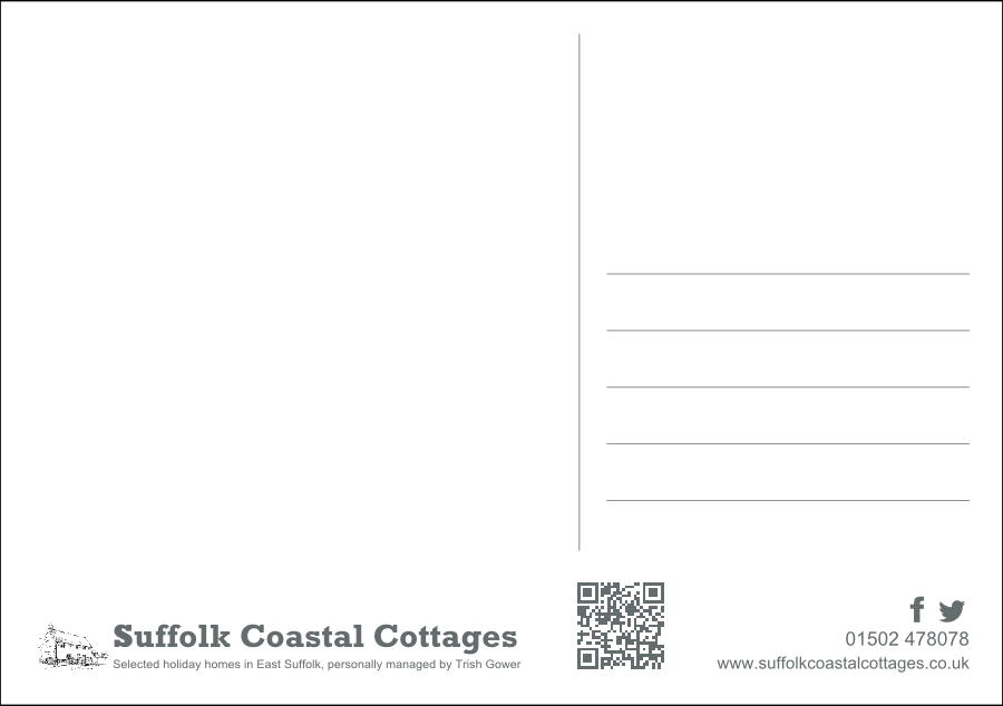 A5 Postcard for Suffolk Coastal Cottages (Reverse)