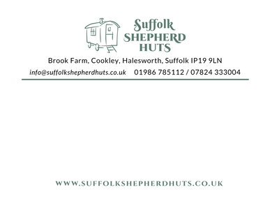 A6 Postcard for Suffolk Shepherd's Huts (reverse)