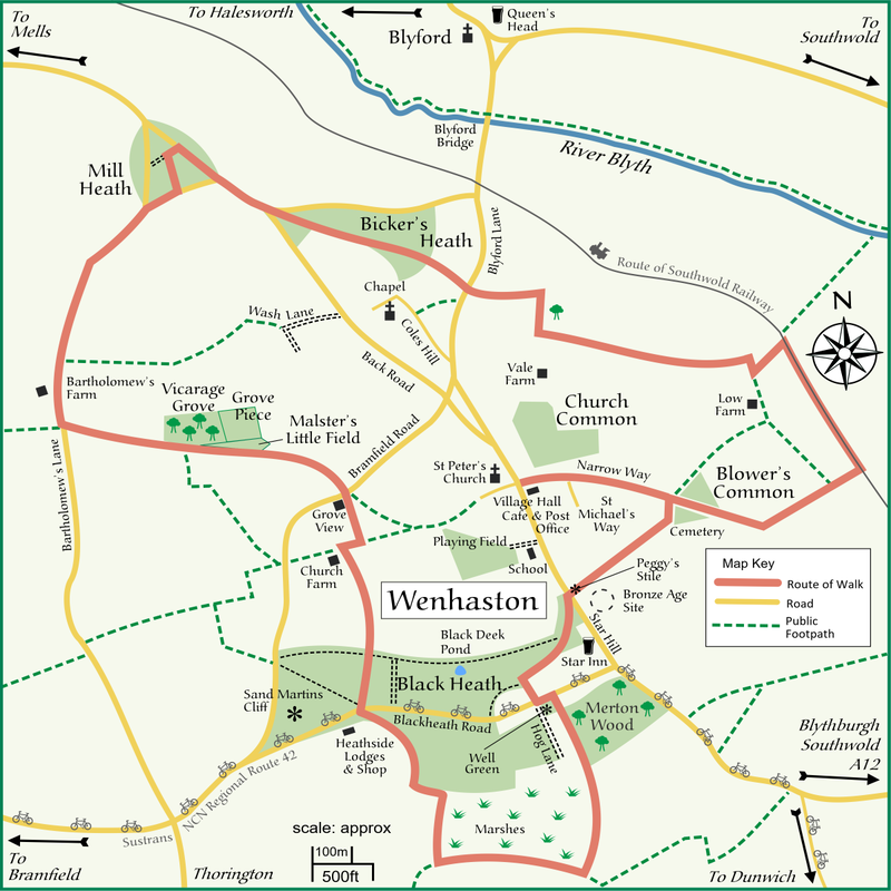 Wenhaston map for Five Commons Walk leaflet