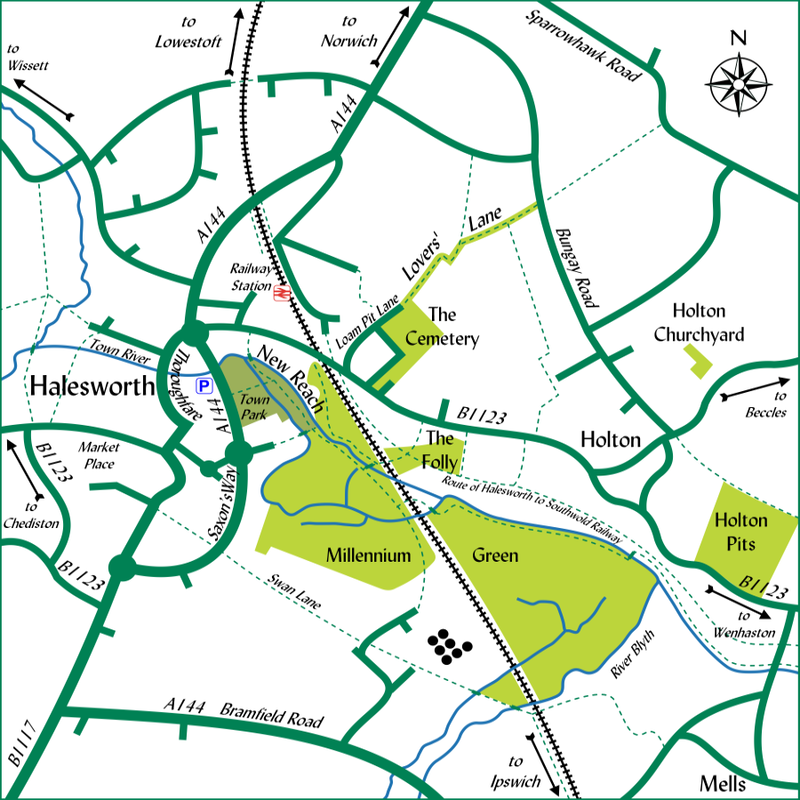 Halesworth map for Wild About Halesworth leaflet