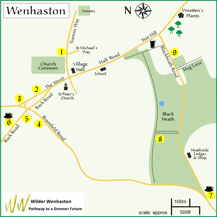 Wenhaston map for Wilder Wenhaston 'Wilder Gardens' leaflet
